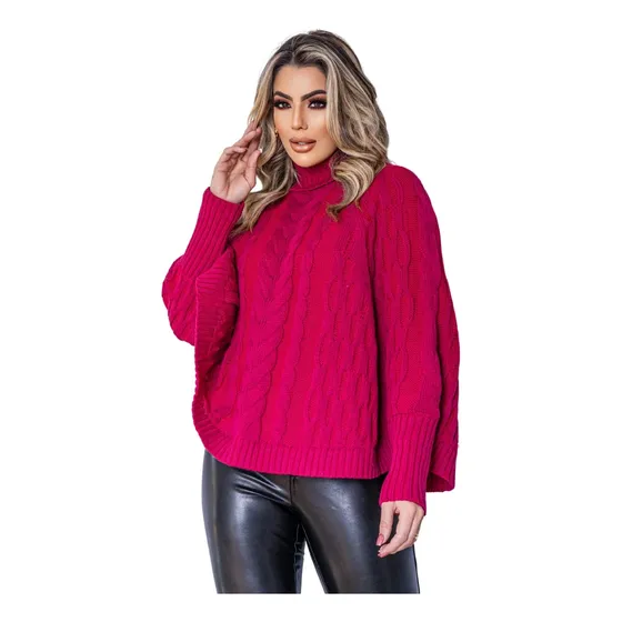 Poncho Capa Tricot Pelerine Inverno Frio Gola Alta Tr8640