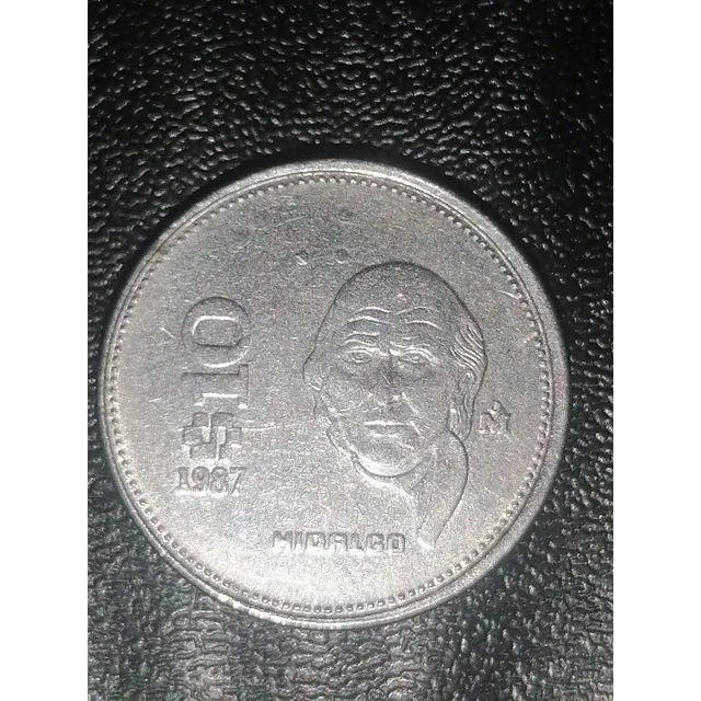 Moneda 10 Pesos Hidalgo 1987 Con Defecto, Descentrada