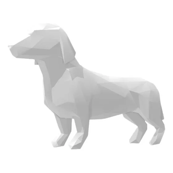 Salsicha Cachorro Geométrico Decoração 3d 10 Cm - Branco