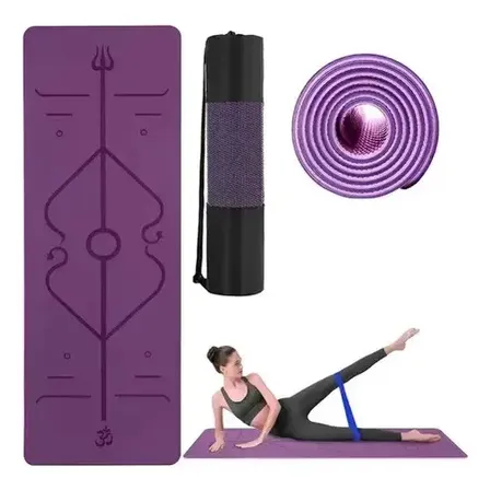 Yoga Mat Con Lineas Posicion Tpe 6mm Eco Colchoneta Fitness 