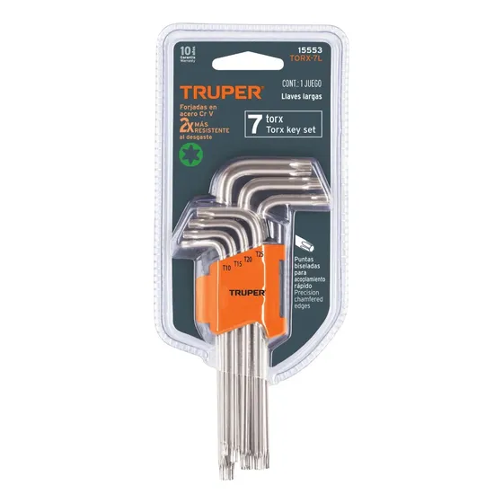 Juego De 7 Llaves Torx Largas Con Organizador, Truper 15553