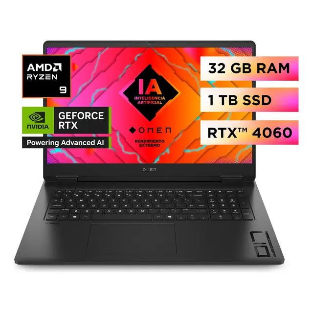 Notebook HP Gamer Omen 17-db0009la AMD Ryzen 9 32gb Ram 1tb Ssd RTX 4060 8GB Windows 11 Home