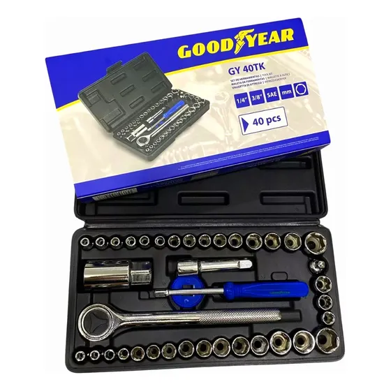 Juego Herramientas Llave Tubo Combinadas 40 Pc Mecánica Auto Negro