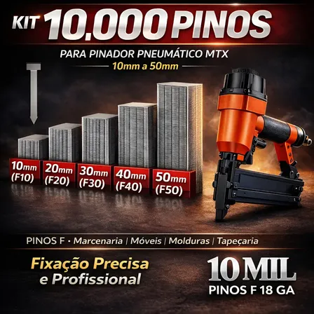 Kit 10000 Pinos Para Pinador Pneumático Mtx Do 10mm Até 50mm Aço
