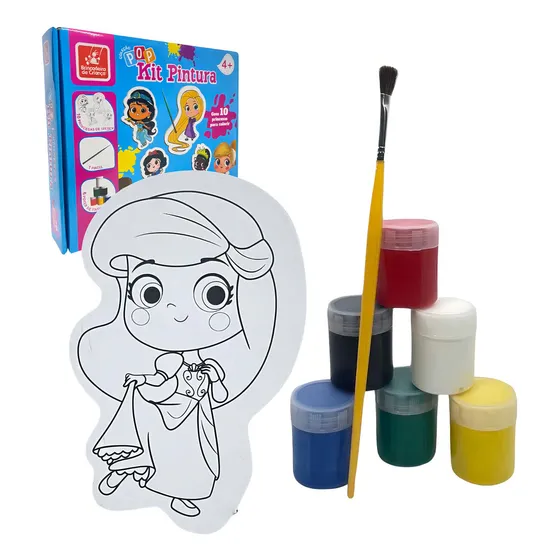 Jogo Pintura Brinquedo Telas Tinta Guache Menina Menino Cor Princesas