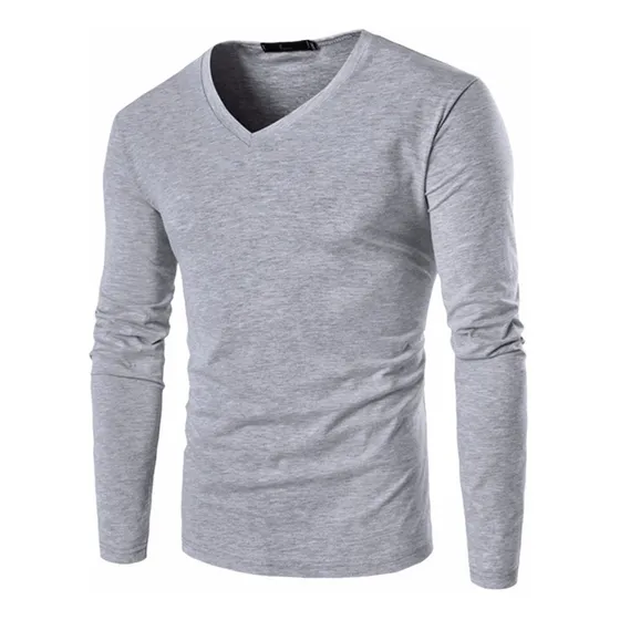 Remeras Entalladas Manga Larga Cuello V Hombre Slim Fit!