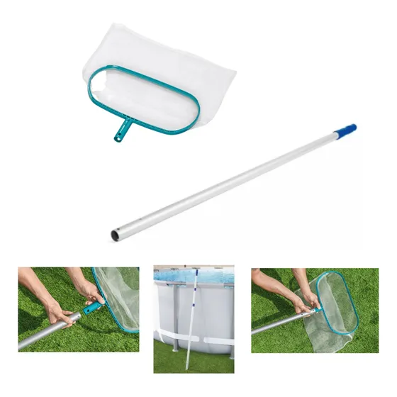 Red Saca Hojas Para Piscina +tubo Telescopico 360cm Bestway