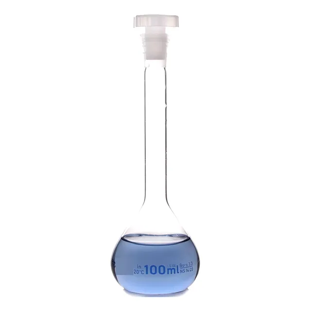 Fiola Volumetrica Con Tapa De 100ml - Vidrio Laboratorio Exp