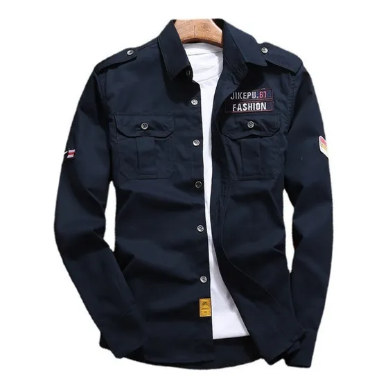 L Camisas Para Hombre, Camisa Militar De Algodón, Chaqueta