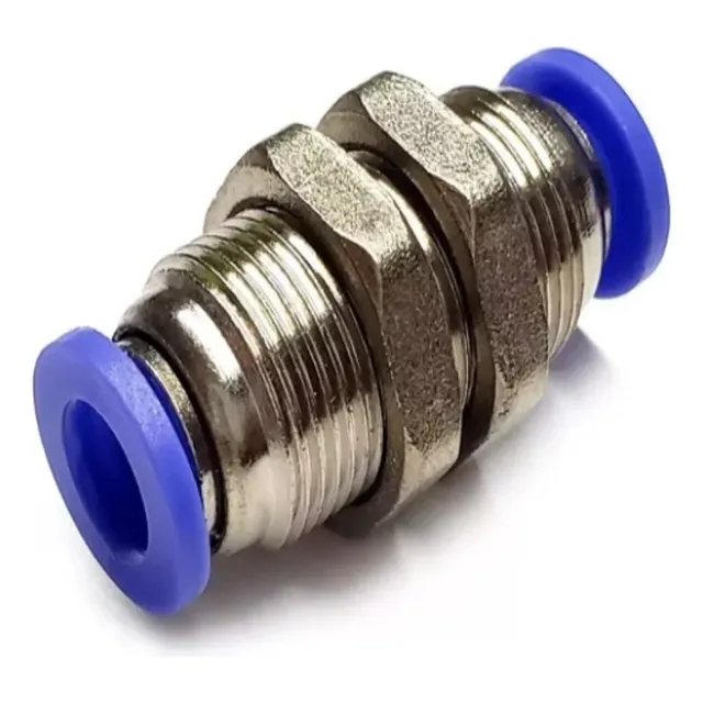 10 Piezas Conector Neumático Pasamuro Od 8mm  , Ac-ppm08b-a