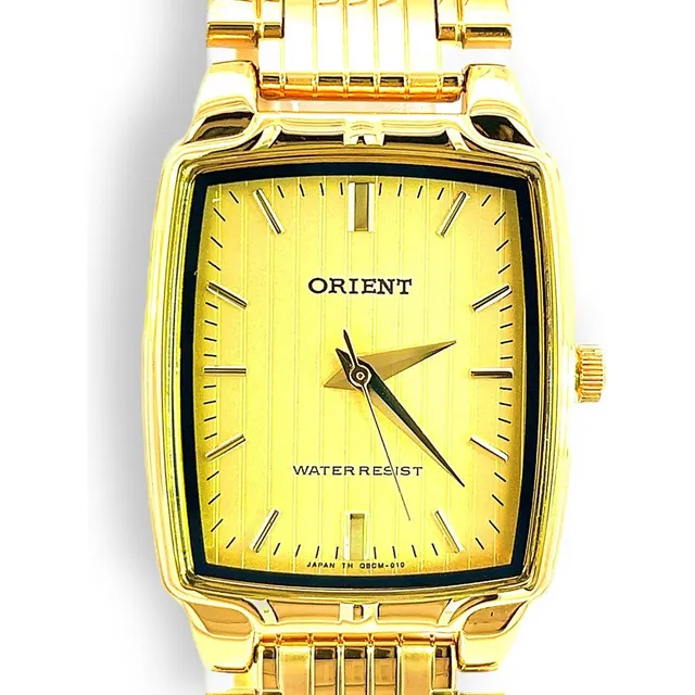 Reloj Orient Cuarzo De Caballero Aqbcg001c0 Cuadrado Dorado