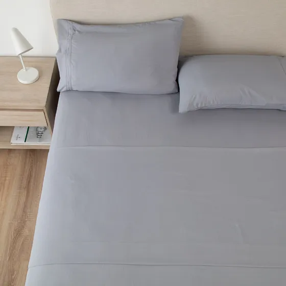 Sabana 1800 Hotel Ultra Suave + Funda Bordada Medidas King - Grey Liso King