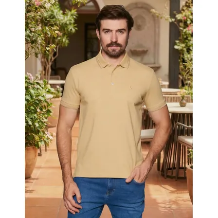 Camisa Polo Reserva Friso Rajado Gengibre N/a G Lisa