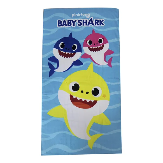 Toalla Playera Infantil Baby Shark Algodón 70 X 130 Cm Color Celeste