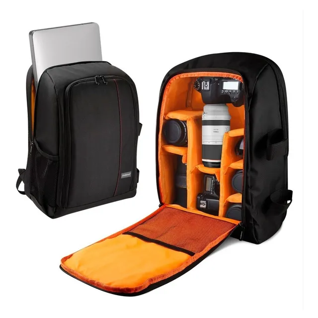 Mochila para Camara Fotografica Profesional y Laptop, con Compartimentos para Lente, Bateria, Cargador y Más. Incluye Funda Impermeable, Compatible con Canon, Nikon, Sony, etc. Mod. M-3000