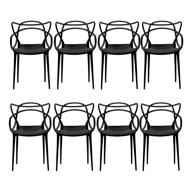 Kit 8 Cadeiras Allegra Resistente Varanda, Jardim Cor Preto Desenho Do Tecido Alegra Kit 8 Cadeiras Allegra Resistente Varanda, Jardim Cor Preto Desenho Do Tecido Alegra