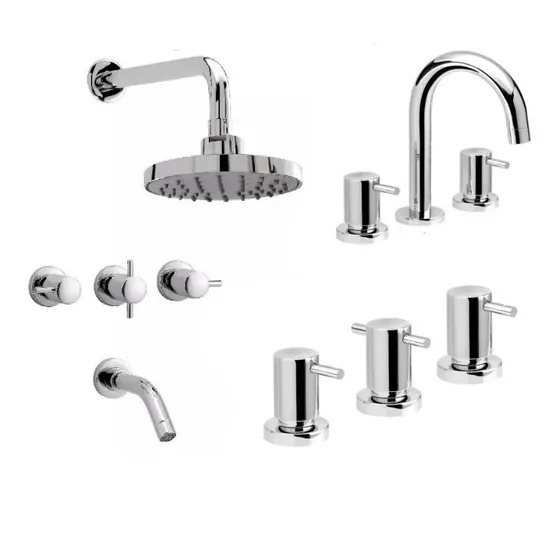 Grifería Baño Completo Marbella Plus Ducha Grande Cromo
