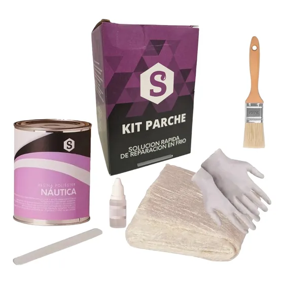 Kit Parche Fibra De Vidrio 500 Gr Resina Pincel Guante Cantidad De Granos 1