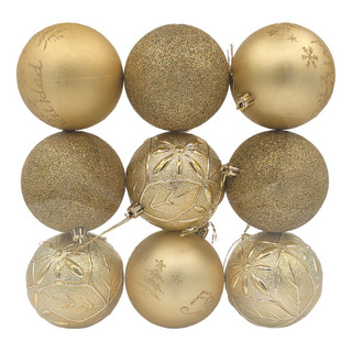 Paquete De 9 Esferas Colgables Navideñas De 7.5cm Paquete De 9 Esferas Colgables Navideñas De 7.5cm