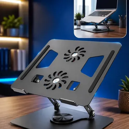 Suporte Ajustável para Notebook VLX Articulado 360° com 2 Ventiladores de Refrig