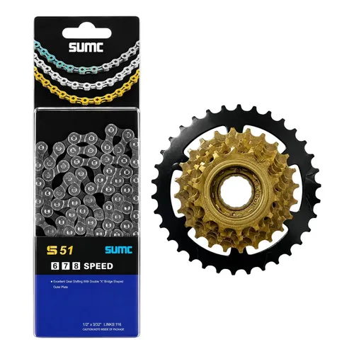 Piñón De Bicicleta Fijo Shimano Megarange 7v Color Negro/dorado 14