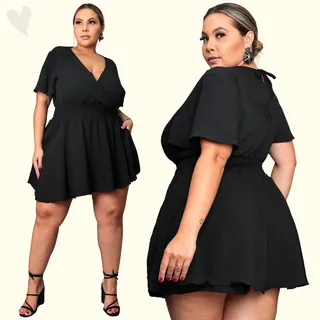 Macaquinho Feminino Short Saia Soltinho Vestido Plus Size Macaquinho Feminino Short Saia Soltinho Vestido Plus Size