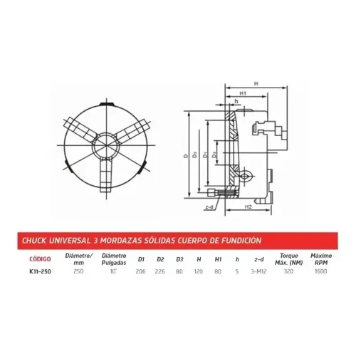 Copa P/torno 100 125 160m Modelo K11 Nuevo 3 Garras 