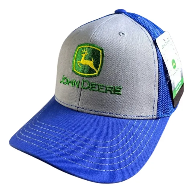 Gorra Estilo John Deere Azul Gris Original Trucker Jd063 Azul Único