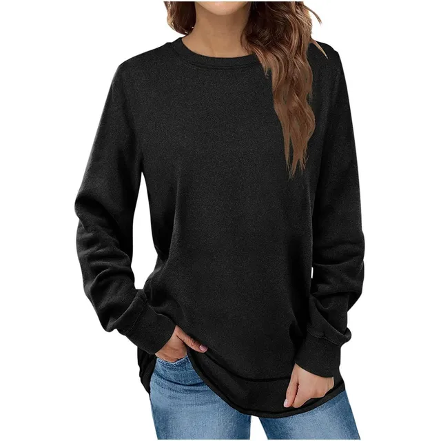 Blusa Manga Larga Para Mujer Ajuste Holgado Cuello Redondo