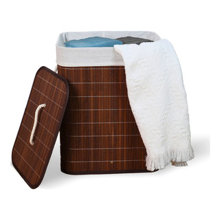 Kontuz Cesto De Roupa Suja De Bambu Com Tampa E Alças 50l Cor Marrom Kontuz Cesto De Roupa Suja De Bambu Com Tampa E Alças 50l Cor Marrom