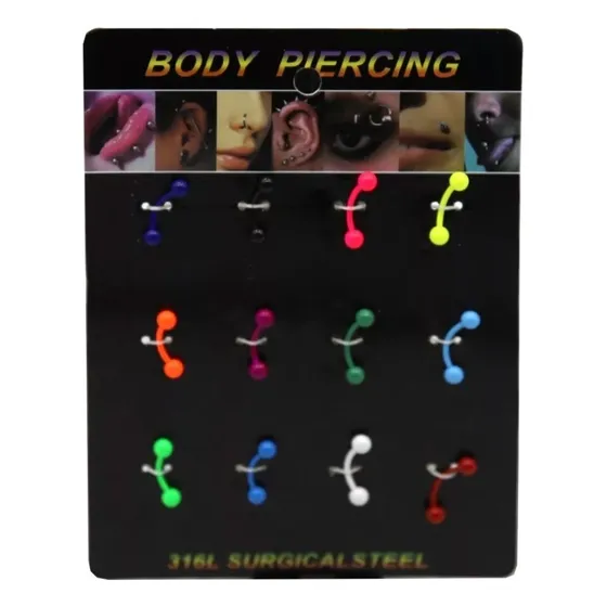 Piercing Microbanana Ac Anodiz Fluor 1,2x8-10x4mm 1disp 12un