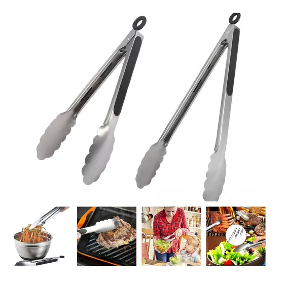 Pinza Barbacoa Asado Acero Inoxidable Utensilio Cocina*2pc