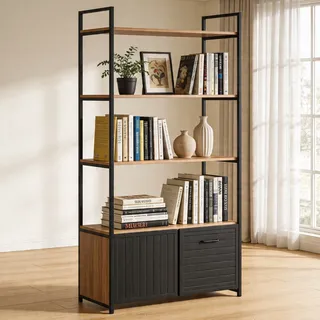 Netsell Estante Estilo Industrial Prateleiras Nicho Módulo Livros Marrom Com Pret