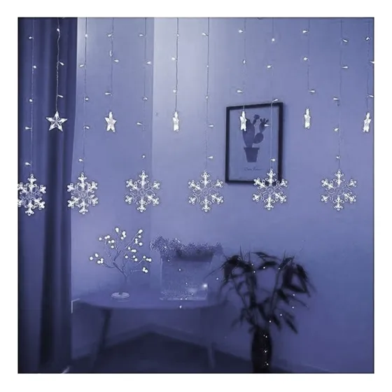 Guirnalda Luces Led Navidad Cascada Copos De Nieve
