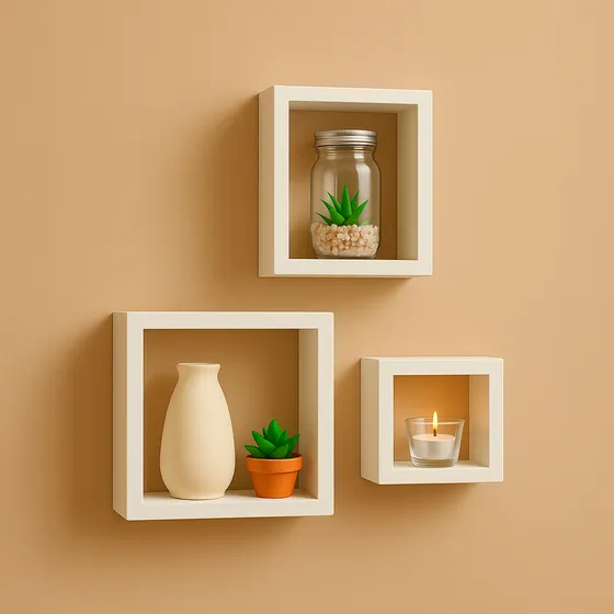 Kit De 3 Estantes Cuadrados Madera Pino Maciza Modulos