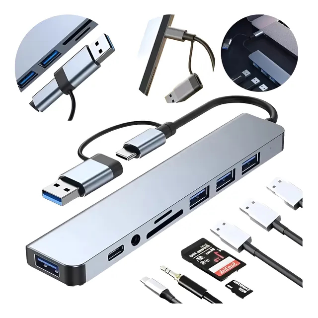 Hub Adaptador 8 En 1 Ultra Pro Para Mac Pc Celu, El Mejor !!
