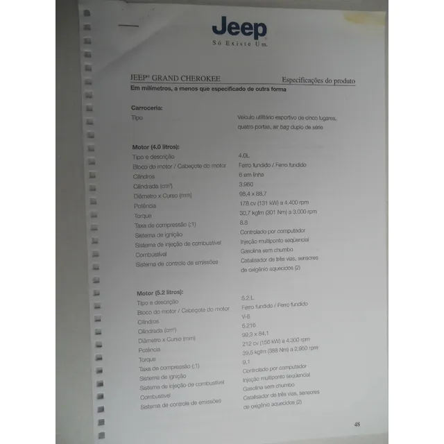 Grand Cherokee 1999 Release Ficha Técnic Chrysler Brasil (1)
