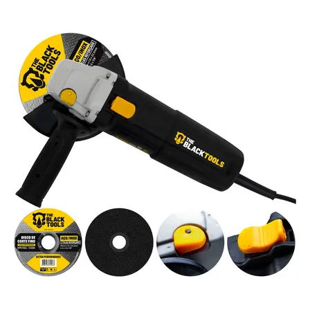Esmerilhadeira Lixadeira Angular 4.1/2 11000rpm 780w The Black Tools Cor Preto Com 2 Discos De Corte 220v 50/60hz