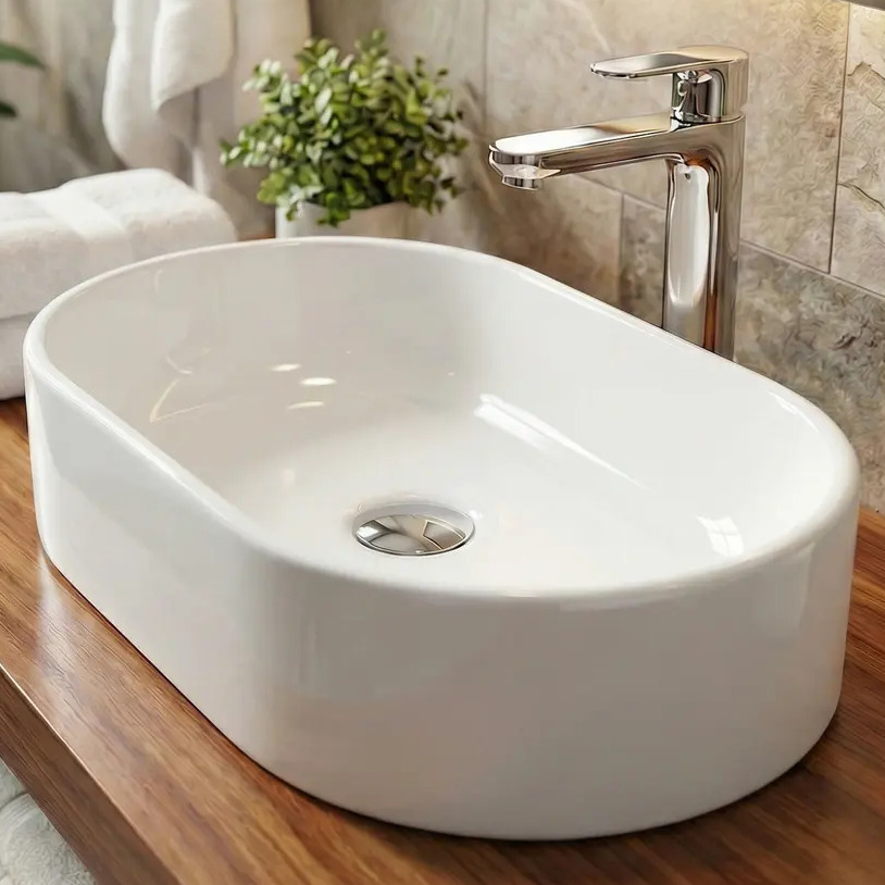 Cuba Pia De Sobrepor Para Banheiro Lavabo Lavatório Armário Gabinete Suspenso Oval Branca De Mármore Sintético 40x23 siena - SOS Acabamentos by Orcia