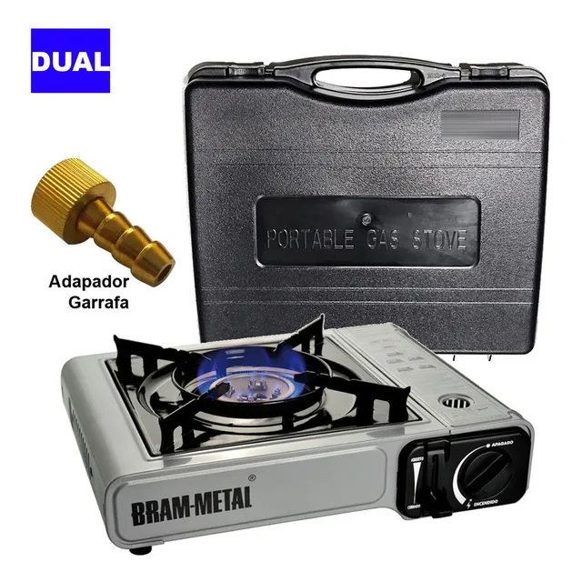 Anafe Dual Bram-metal Camping Garrafa O Cartucho C/maletin