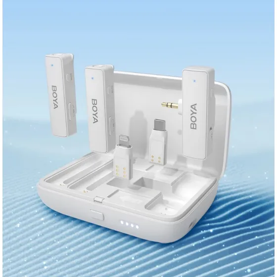 Microfone de lapela sem fio Boya Link para iPhone, Android, cor branca