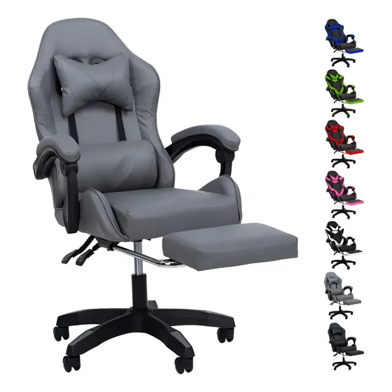 Silla Gamer Reclinable Giratoria Ergonómica Súper Cómoda Color Gris