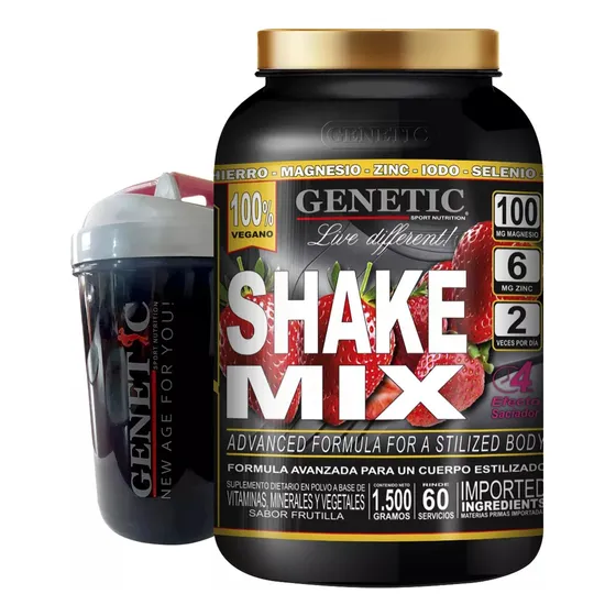 Batido Diet Vegano Shake Mix Reemplaza Comida Shaker Genetic