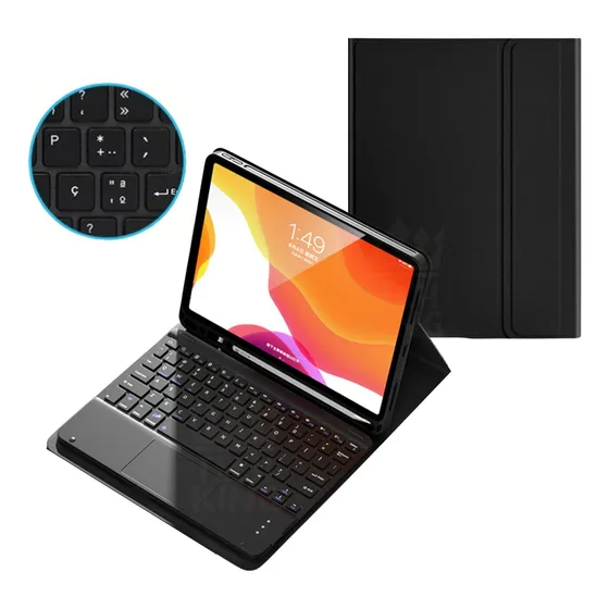 Capa Com Teclado E Touchpad Para iPad 9 10.2 (a2602 A2603)