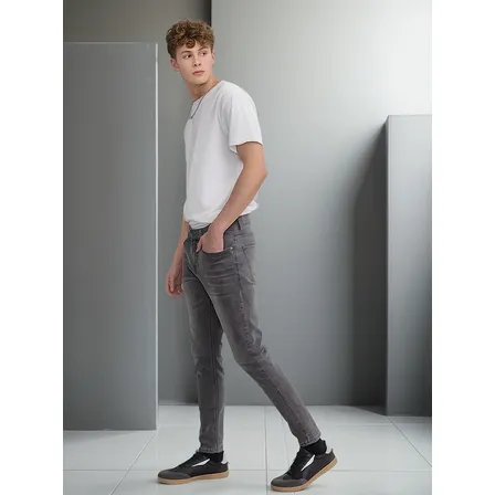 Pantalón Hombre Jean Slim Fit Negro Y Gris Elasticados