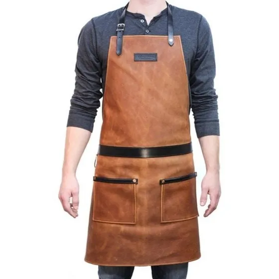 Delantal De Cuero Genuino Para Hombres Caballeros Chef Asado