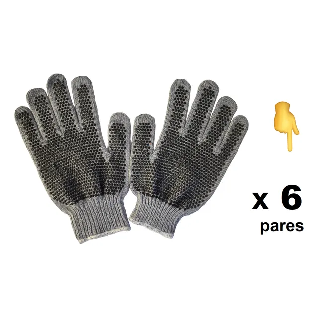Guante Tejido Carolina Gris Con Puntos De Pvc Mayor Y Detal