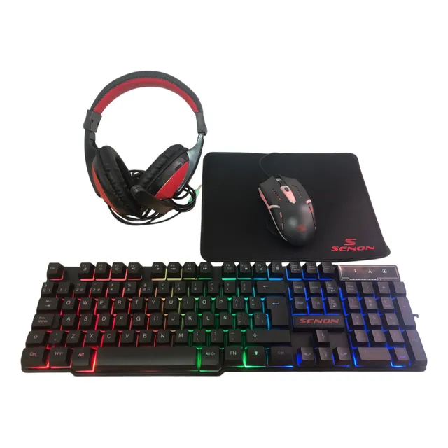 Combo Kit Gamer Teclado, Mouse, Auricular Y Pad Senon Moon
