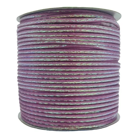 Cordon Cola De Rata 2mm 100%poliester Rollo 100 Mts Color Crt49-lila/rosa/irissence
