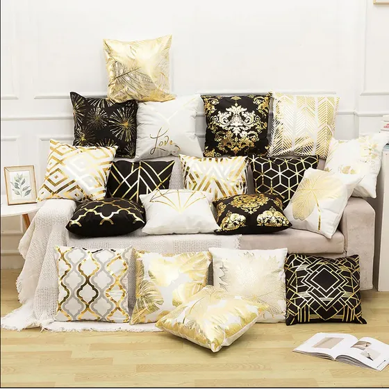 Fundas Para Cojines Con Estampados Dorados 45x45cm X Unidad